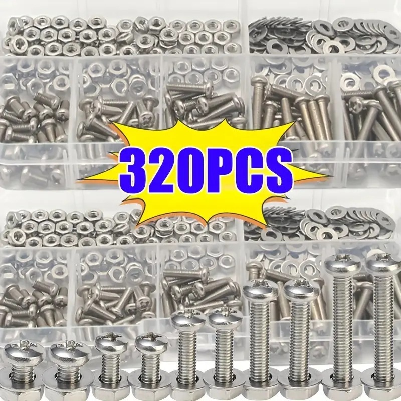 320PCS Hex Nuts & Bolts Set M2 - огляд і ціна Furniture Home Hardware
